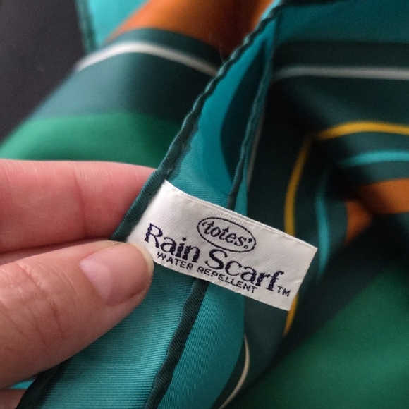 Totes Vibrant Teal and Orange Rain Scarf Vintage - Picture 2 of 7